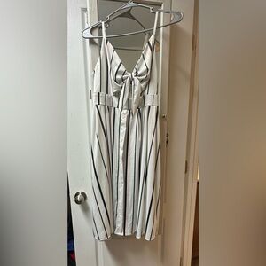 Fancyinn Black and White Striped Midi Dress